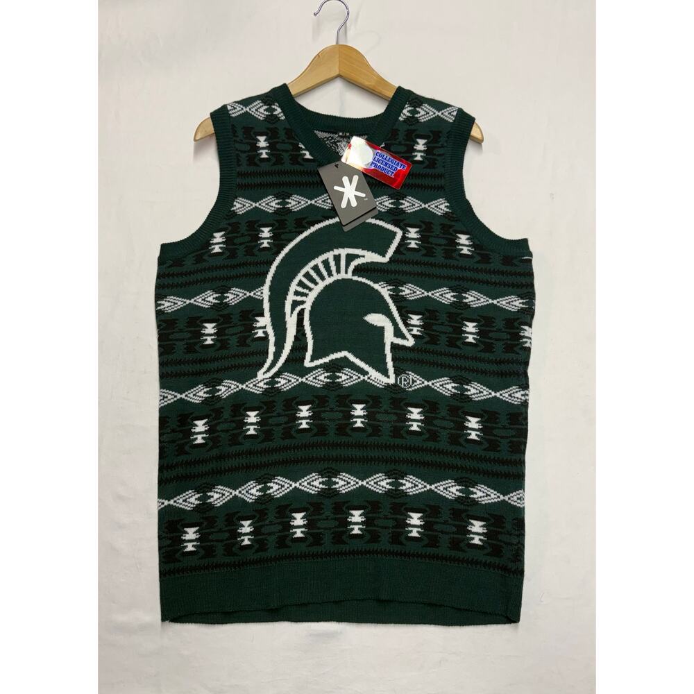Michigan State Spartans Vest  sweater Men's size M Green MSU NWT